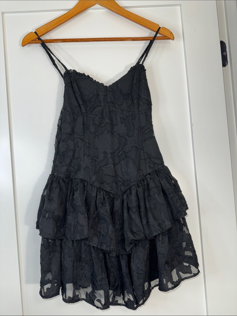 wild fable Black Lace Tiered Mini Dress